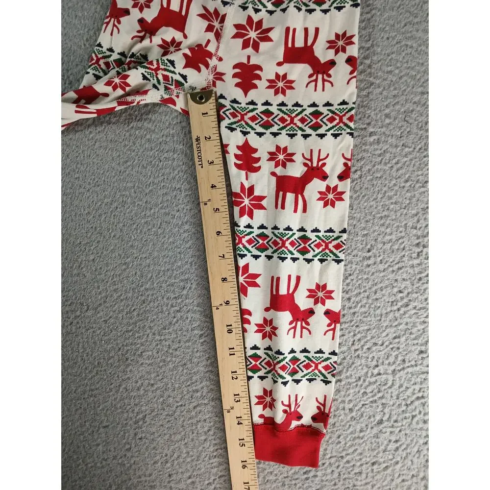 Hanna Andersson Pajama Set Kids 100cm 4 Red Christmas Reindeer Organic Cotton